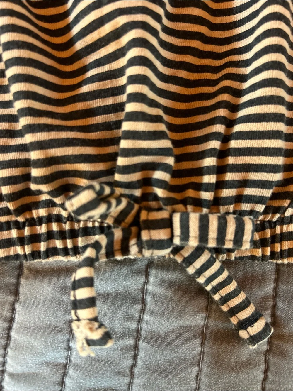 Jessica Simpson Black & Cream Striped Knit Top & black jeans